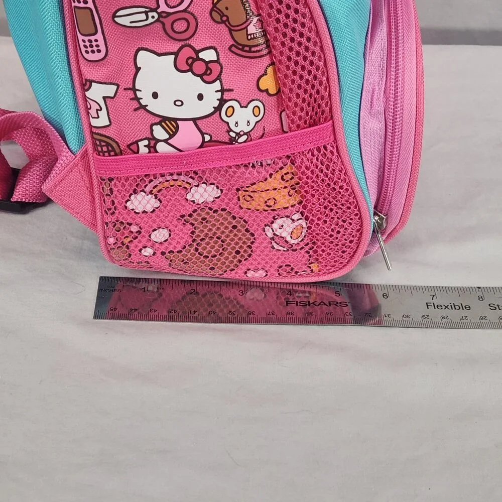 Hello Kitty Back Pack Book Bag Pink Turquoise Pocket NWOT SANIRO